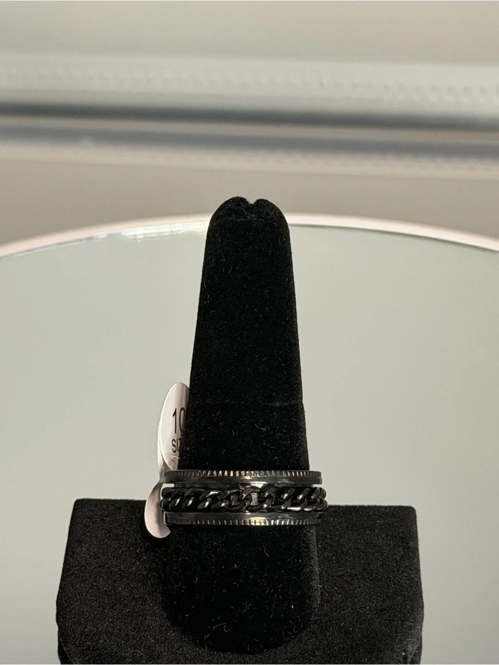 New Arrivals Black Chain-Accent Mens Ring